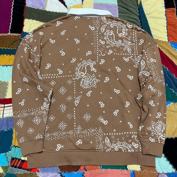No Boundaries Bandana Style Tan Rugby Long Sleeve Large - Picture 2 of 6